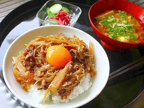 牛肉と牛蒡のすき煮＊どんぶり